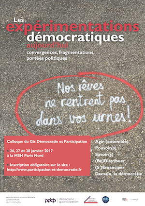 Participation au colloque du GIS Démocratie & Participation en janvier 2017