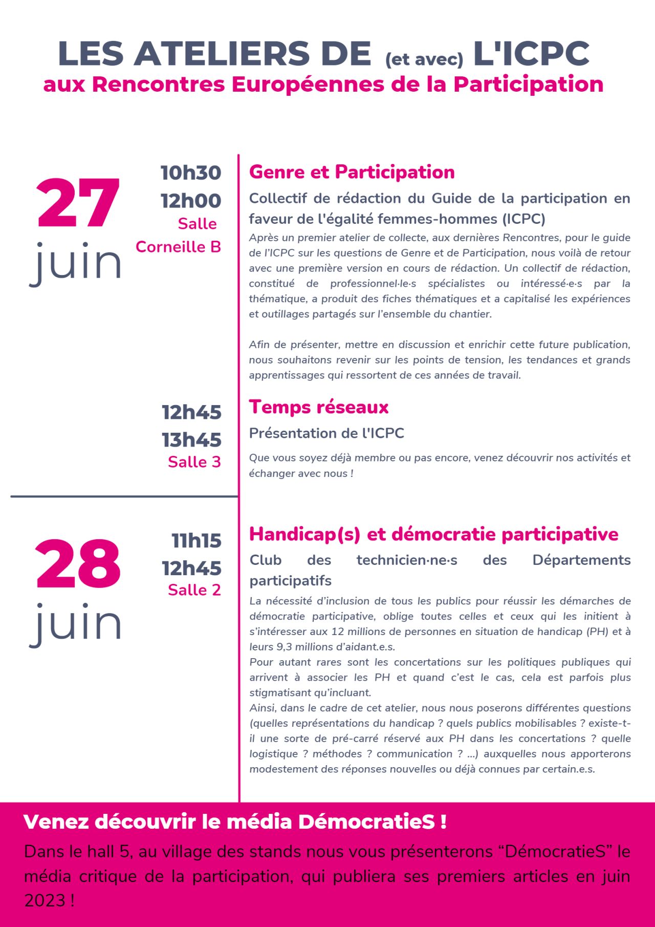 L’ICPC aux Rencontres Européennes de la Participation.